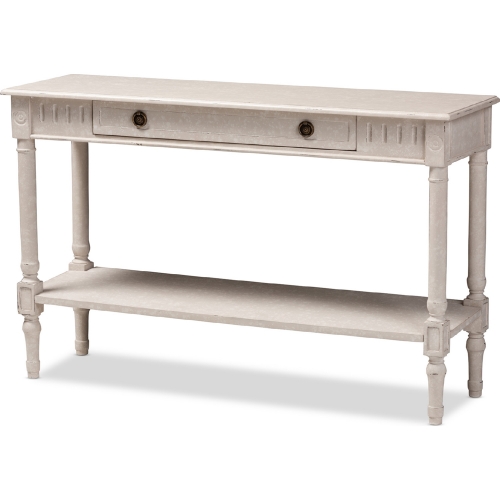 Ariella 1 Drawer Console Table in White Wash Wood