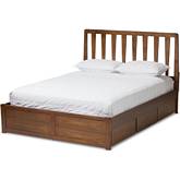 Raurey Queen Storage Platform Bed in Walnut Finish