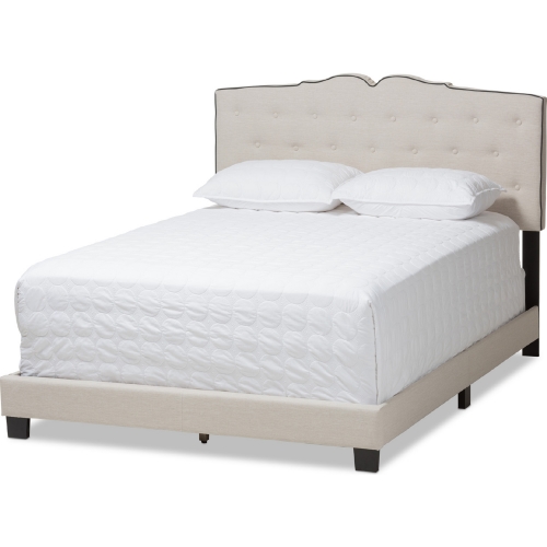 Vivienne King Bed in Tufted Light Beige Fabric