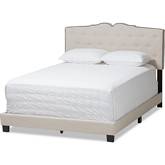Vivienne Full Bed in Tufted Light Beige Fabric
