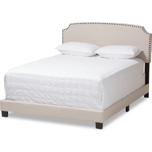 Odette Full Bed in Light Beige Fabric