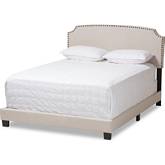 Odette Full Bed in Light Beige Fabric
