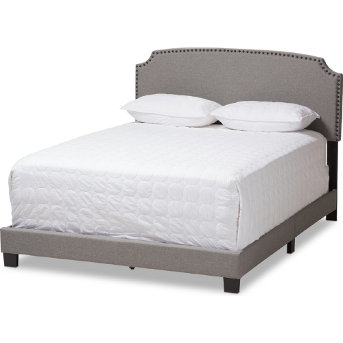 Odette Queen Bed in Light Gray Fabric