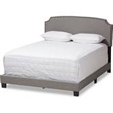 Odette Full Bed in Light Gray Fabric
