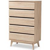 Miren 5 Drawer Chest in Light Oak & Dark Gray Finish