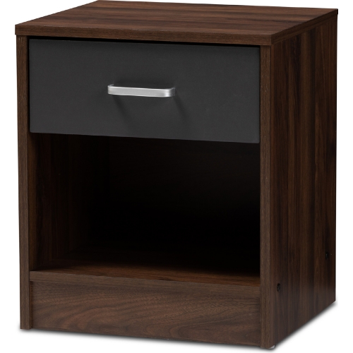 Hansel 1 Drawer Nightstand in Dark Brown & Dark Gray Finish