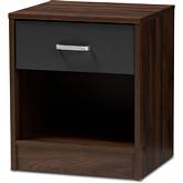 Hansel 1 Drawer Nightstand in Dark Brown & Dark Gray Finish