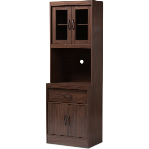 Laurana Kitchen Cabinet & Hutch in Dark Walnut Finish Wood