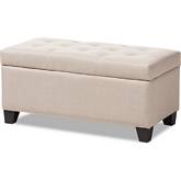 Michaela Storage Ottoman in Tufted Beige Fabric