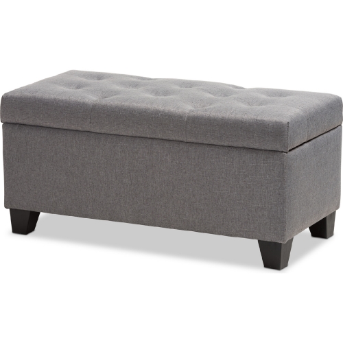 Michaela Storage Ottoman in Tufted Gray Fabric