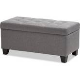 Michaela Storage Ottoman in Tufted Gray Fabric