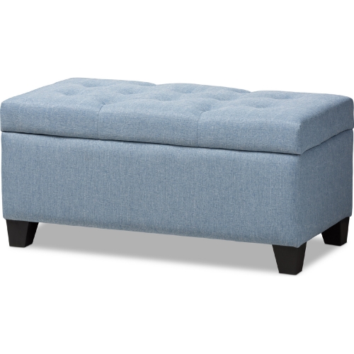 Michaela Storage Ottoman in Tufted Light Blue Fabric