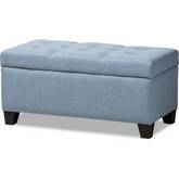 Michaela Storage Ottoman in Tufted Light Blue Fabric