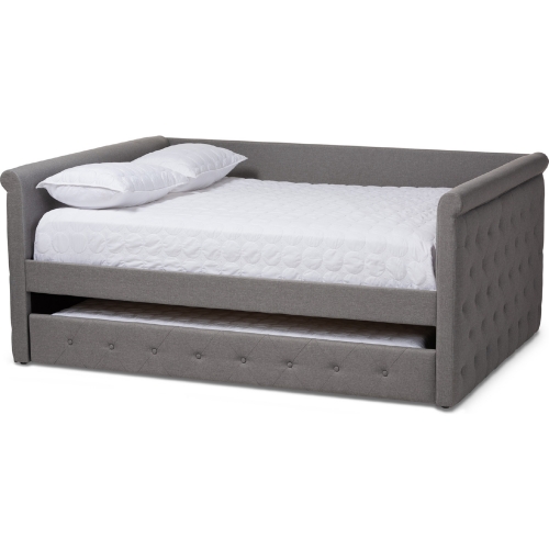 Alena Full Daybed with Trundle in Gray Fabric