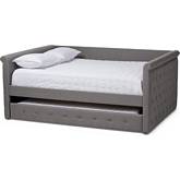 Alena Full Daybed with Trundle in Gray Fabric