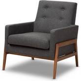 Perris Accent Chair in Dark Gray Leatherette & Walnut Finish