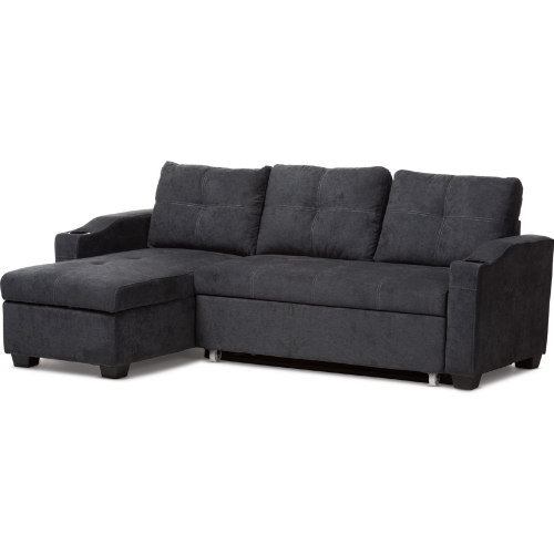 Lianna Sectional Sofa in Dark Gray Fabric with Reversable Chaise