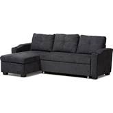 Lianna Sectional Sofa in Dark Gray Fabric with Reversable Chaise