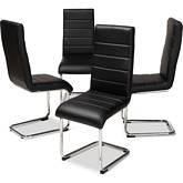 Marlys Dining Chair in Black Leatherette & Chrome (Set of 4)