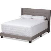 Lisette King Bed in Gray Fabric