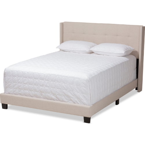 Lisette Queen Bed in Beige Fabric