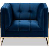 Ambra Accent Chair in Tufted Royal Blue Velvet & Gold Metal