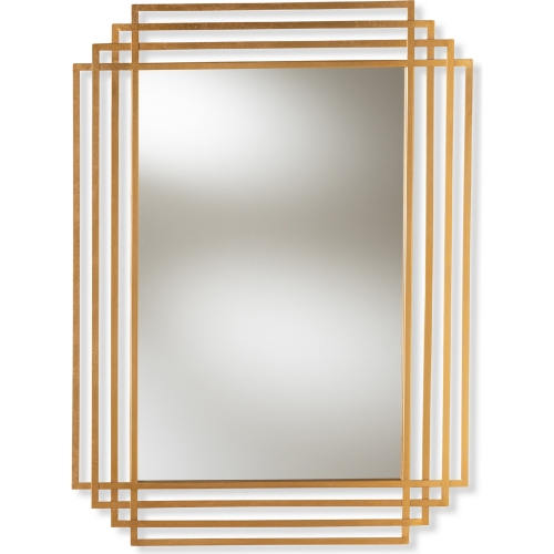 Kalinda Art Deco Rectangular Wall Mirror in Antique Gold