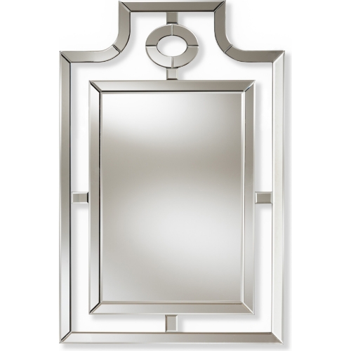 Iria Pagoda Wall Accent Mirror in Silver Finish