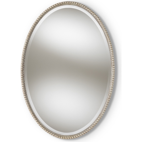 Graca Oval Wall Mirror in Antique Silver Finish