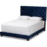 Candace Full Bed in Navy Blue Velvet