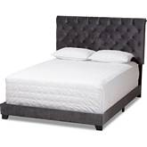 Candace Full Bed in Dark Gray Velvet