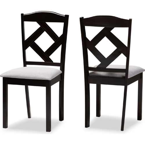 Ruth Dining Chair in Gray Fabric & Dark Brown Wood (Set of 2)