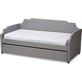 Ally Twin Daybed with Roll Out Trundle in Gray Fabric