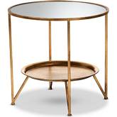 Tamsin End Table in Antique Gold Metal & Mirror
