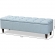 Brette Storage Bench in Tufted Light Blue Fabric & Dark Wood