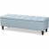 Brette Storage Bench in Tufted Light Blue Fabric & Dark Wood