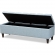 Brette Storage Bench in Tufted Light Blue Fabric & Dark Wood