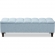 Brette Storage Bench in Tufted Light Blue Fabric & Dark Wood