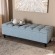 Brette Storage Bench in Tufted Light Blue Fabric & Dark Wood
