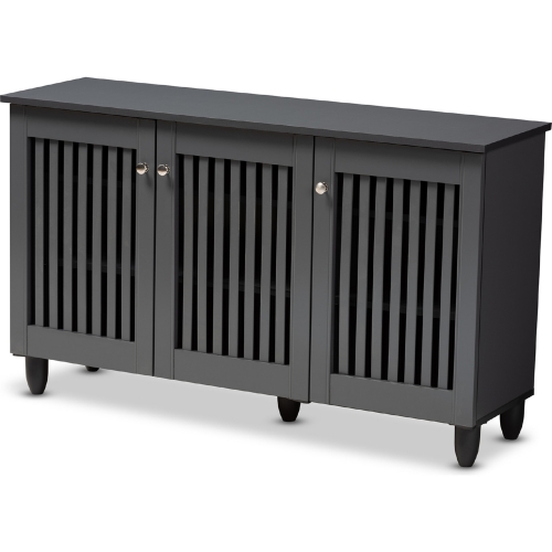 Fernanda 3 Door Shoe Storage Cabinet in Dark Gray Finish