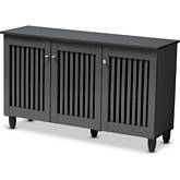Fernanda 3 Door Shoe Storage Cabinet in Dark Gray Finish