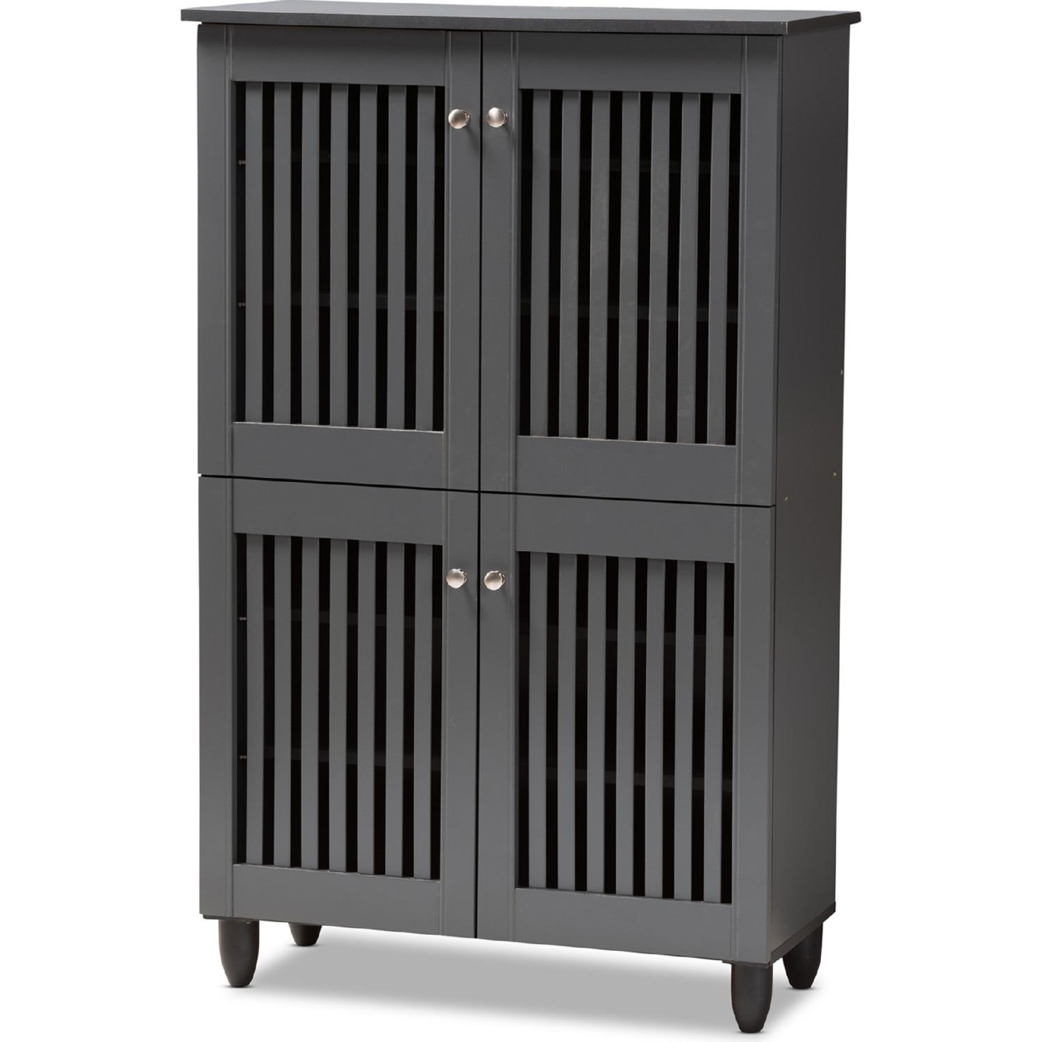 Baxton Studio Fernanda Door Shoe Storage Cabinet in Dark Gray
