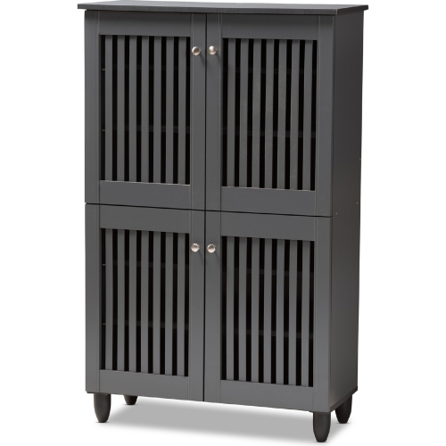 Fernanda 4 Door Shoe Storage Cabinet in Dark Gray Finish
