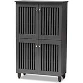 Fernanda 4 Door Shoe Storage Cabinet in Dark Gray Finish