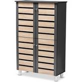 Gisela 4 Door Shoe Cabinet in Oak Finish & Dark Gray