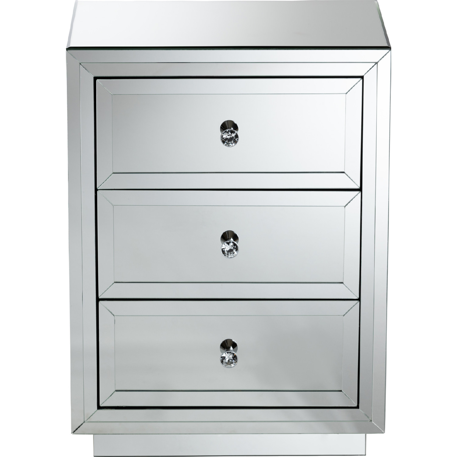 Baxton Studio Lina Mirrored 3 Drawers End Table - Thumbnail 2
