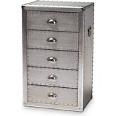 Davet 5 Drawer Storage Cabinet in Silver Metal