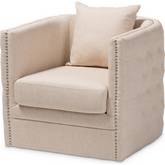 Micah Swivel Accent Chair in Tufted Beige Fabric