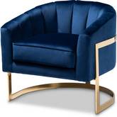 Tomasso Lounge Accent Chair in Tufted Royal Blue Velvet & Gold Finish