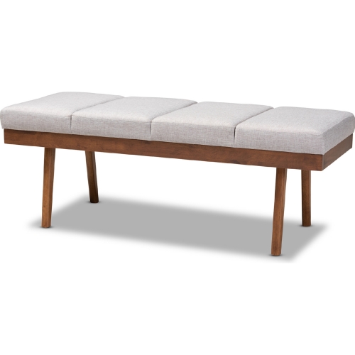 Larisa Bench in Channel Tufted Gray Beige Fabric